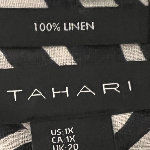 Tahari size 1X 100% linen zebra print button down shirt - Picture 5 of 5
